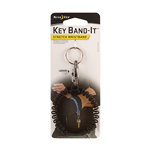 Nite IZE Key Band-It, Stretch Wristband Key Chain with S-Biner Clip, Smoke