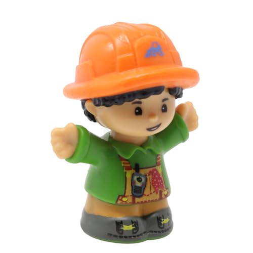 Fisher-Price Replacement Part for Collectible Little People Construction Site Bulldozer Playset GWD14 - Replacement Koby Construction Worker Bulldozer Operator Figure Orange Hardhat