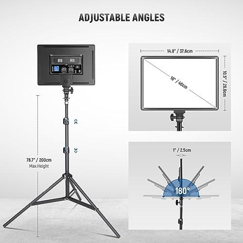 Neewer 18" Led Video Light Panel Key Lighting Kit with Remote, 2-Pack 45W Dimmable Bi Color + Tripod Stand, 3200K–5600K Soft Light CRI 97+ 4800Lux for Game Live Streaming Studio Photography Recording by NEEWER - Image 7