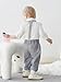 Toddler Dress Suit Baby Boys Clothes Sets Bowtie Shirts Suspenders Pants 4pcs Gentleman Outfits Suits 6 Month 6 Years(B-Gray,18-24 Months)