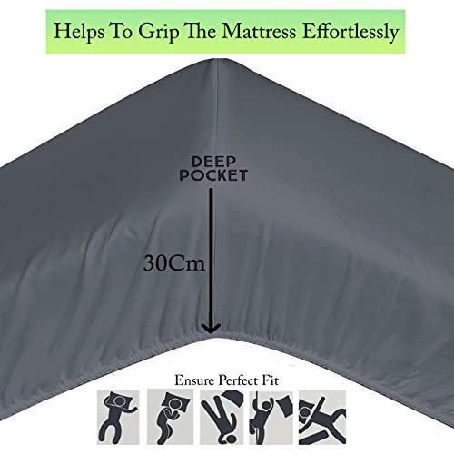 Apex Furnishings Bedding Single Fitted Sheet Dark Grey - Image 4