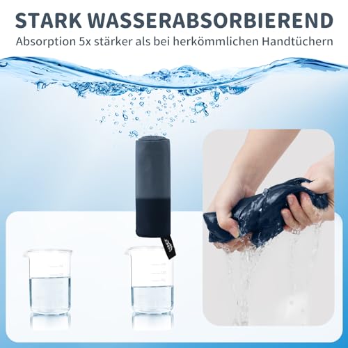 Pameil Mikrofaser Handtuch 3er Set (160x80cm Groß Badetuch +2 Stück 80x40cm Klein Handtuch), Reisehandtuch...