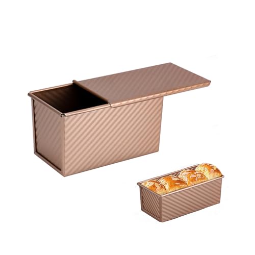 パン型 食パン 型 熱伝導の良い パン型 フタ付き 焼 ベイクウェア 粘りにくい食パンケース（ゴールド）のサムネイル