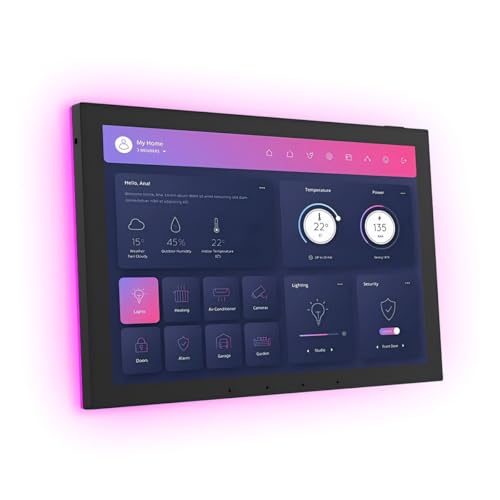 JEESTON 10.1" POE Smart Home Touch Panel with Proximity Sensor, 4GB+64GB Android 14 Inwall Controller 86 Box Included, WiFi 6E, RS232, RS485 LED Light Strip Home Assistant (No Camera)(Black)