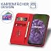 OKZone Kompatibel mit Samsung Galaxy M32 4G Hülle, Magnet Leder Tasche Handyhülle, Kartenfächer Samsung Galaxy M32 4G Schutzhülle, [Premium PU Leder] Flip Klappbare Magnetische Standfunktion (Rot)
