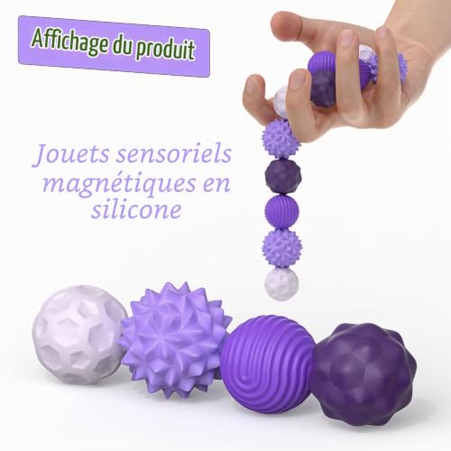 Bambebe 8 Balles Silicone Antistress Magnétiques, Boules de Décompression Sensorielle, Fidget Toys Anti-Stress et Anti-Anxiété pour Adultes et Enfant – vue 3