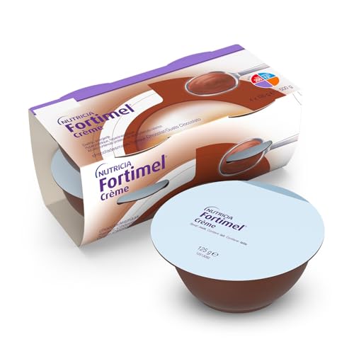 Nutricia Fortimel Creme, Alimento a Fini Medici Speciali Indicato per la Gestione Dietetica della Malnutrizione, Cremoso al Gusto Cioccolato, Senza Glutine - 4 Confezioni da 125ml (totale 550ml)