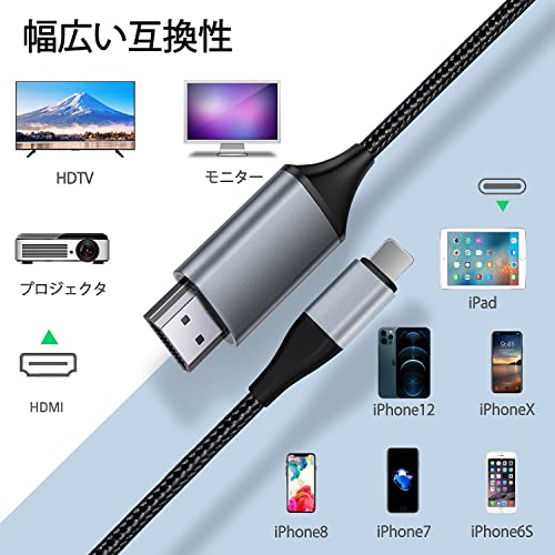 Luyuan Inc Hdmi Cable For Iphone, Hdmi Converter Cable 2.0M, Phone/Pad/Pod To Tv, Hdmi Connection Cable, Os 11, 12, 13, 14, Youtube Tv Output, High Definition Hd1080P Grey, 2M #TOP4
