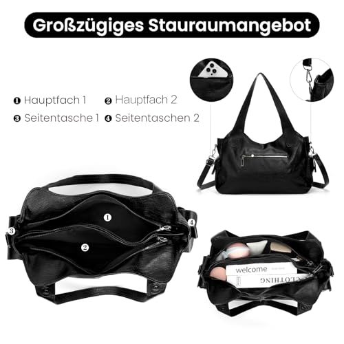 Generisch Generish Handtasche Damen,Weiches Leder Tote Hobo Bag Groß Shopper Tasche Uni Tasche Vintage Bag Braun Slouchy UmhäNgetasche Arbeitstasche für Schule Reisen