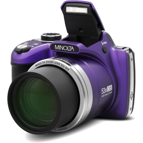 MINOLTA MN53Z 16 MP / 1080P FHD Bridge Digital Camera w/53x Optical Zoom (Purple) Bundle with 32GB Memory Card + Camara Bag + Cleaning Kit + Vlogging Tripod + Accessories - Image 6