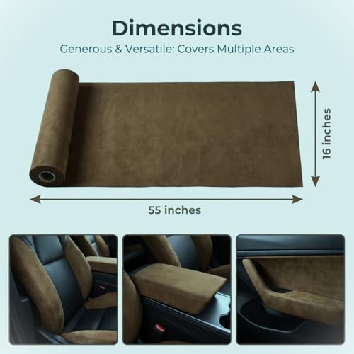 Image of Suede Fabric Wrap - Self Adhesive Film Sticker 16 x 55 Inches Silky Decal Sheet for Car Interior Furniture Upholstery DIY Elastic Stretch Peel and Stick Khaki Brown