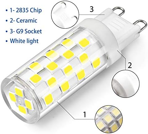 WOWLED 10 X G9 Dimmable LED Capsule Light Bulbs 5W ( 40W Equivalent ), Cool White for Chandelier Home Lighting AC220V-240V 360 Beam Angle