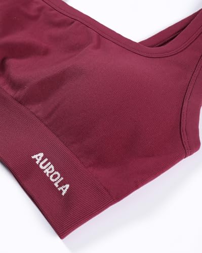 Image of AUROLA Power Womens Square Back Basic Sports Bra - Square Neck Padded Low Impact Yoga Bra Workout Crop Top