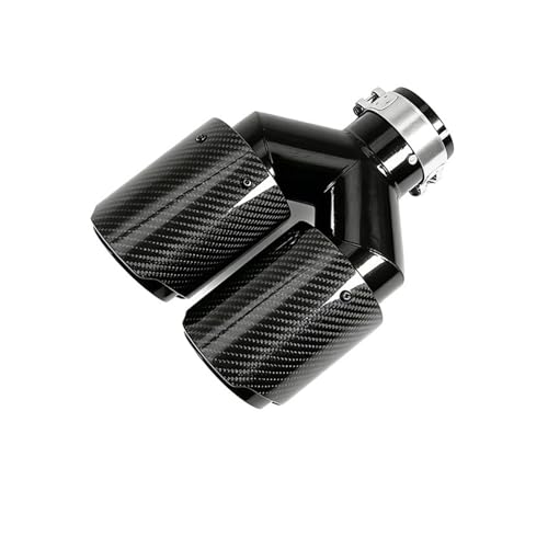Embout échappement universel en Y noir carbone brillant double sortie 63-89mm
