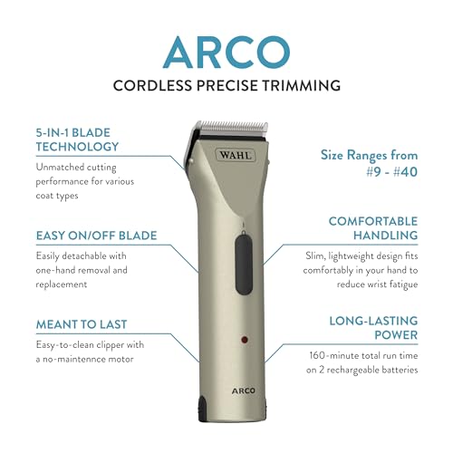 Wahl ARCO SE Professional Cordless Pet Clipper Kit by Wahl Professional Animal, Cromado - Imagen 3