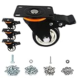 3” Caster Wheels, Swivel Plate Castors, 4 Pack Heavy Duty Swivel Casters with Brake, Safety Dual...