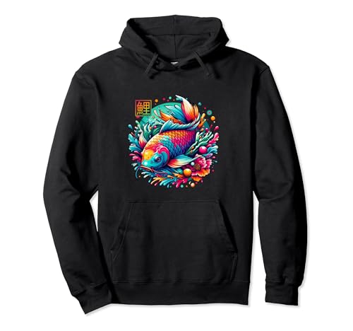 Japonés Koi Fish Colorido Sakura Flor Koi Carpa Fish Lover Sudadera con Capucha