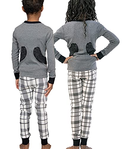 Lazy One Warm Long-Sleeve Pj Sets For Girls And Boys, Funny Animal Kids' Pajama Sets, Cozy, Comfy, Plaid (Bear Hug Grey, 6) #TOP2