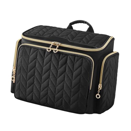 pistro Organizador de neceser de viaje, bolsa de maquillaje de nailon para uso diario, equipaje de mano, estancias nocturnas, Negro -, Moda