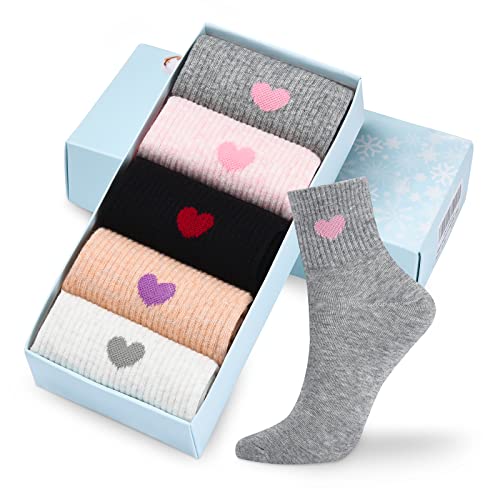 Women s Crew Socks Corlap Cotton Athletic Ankle Socks Colorful Casual Socks for Womens US Shoe Size 5-10 with Gift Box Gifts f​or Women(5 Pairs)
