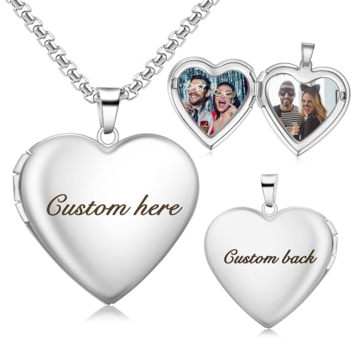 Aro Torliy Personalized Heart Locket Necklace for Women, Memorial Locket That Holds Pictures for Birthday Anniversary Christmas
