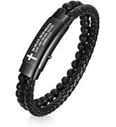 VNOX Men's Inspirational Mantra Engarved Handmade Braided Leather Adjustable Cuff Bangle Bracelet...