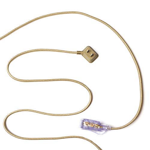 Globe Electric 22816 Designer Series 9Ft Fabric Extension Cord, 3 Polarized Outlets, Right Angle Plug, 125 Volts, Gold #TOP4