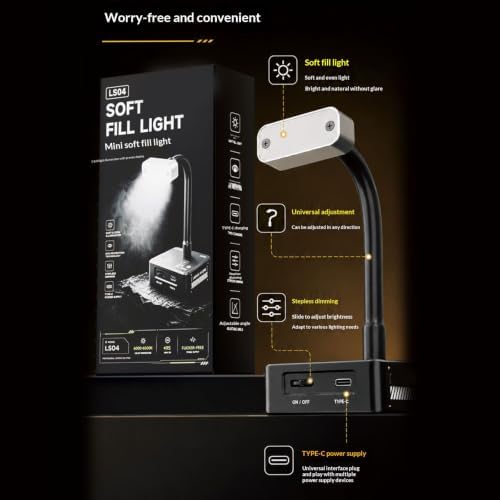 Tizuqe PCB Inspection Light Microscope Lamp Diffused LED Flexible Neck Type C Adjustable Brightness Aluminum Base for Repair Tabletop Tasks Microscope Fill Light Repair Lamp Gooseneck Led Task - 3