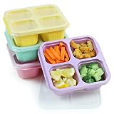 Nuoqiuu 4 Pack Snack Containers, 4 Compartment Lunchable Containers, Reusable Meal Prep Snack Contai