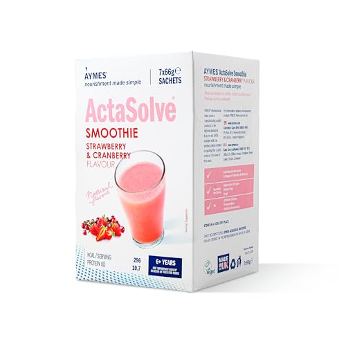 AYMES - ActaSolve Smoothie - Strawberry & Cranberry - 7 Servings - Vegan-Friendly Nutritional Powder - Gluten Free - Suitable for Adults and Children Aged 3+