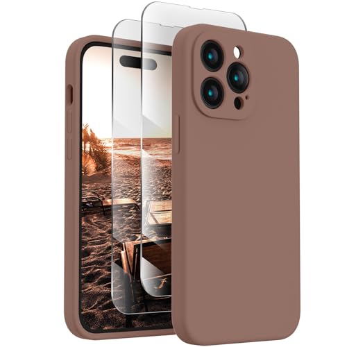 Image of FireNova Designed for iPhone 14 Pro Max Case, Silicone Upgraded [Camera Protection] Case, Soft Anti-Scratch Microfiber Lining Inside, 6.7 inch, Light Brown