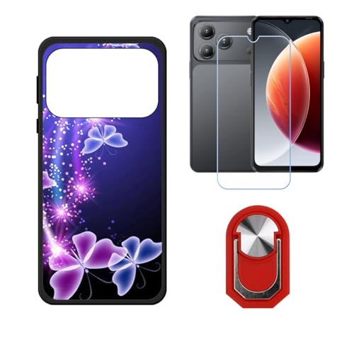 BMPNLSZ �K�pBlackview Wave 7C�p+HD�����K���X�ɓK�����ėpTPU�P�[�X�A�V���J�Q���P�[�X�o���p�[�ی�o�b�N�P�[�X-�ɓK����9�d�x�X�N���C�u�h�~�X�N���[���v���e�N�^(6,56") + ���O���\�Ŕėp�I��360�x��]�\�ȃX�e���g