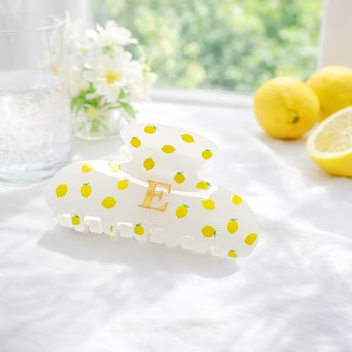 Image of Initial Lemon Hair Clips for Women - Teen Girl Gifts Trendy Stuff, Y2K Accessories Lemon Print Hair Accessories, Wedding Bridesmaid Birthday Valentines Day Gifts for Girls, Letter M