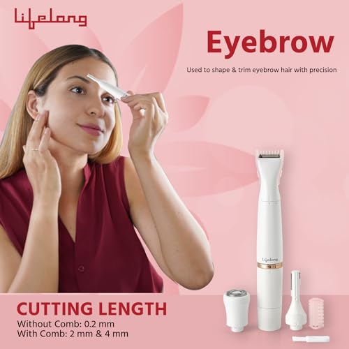 Lifelong Battery Powered LLPCW30 Rechargeable Eyebrow, Underarms And Bikini Trimmer for Women (White) - 1 Hour Runtime (1 Year Warranty) - Image 5