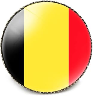 Round 1 Inch Belgium Flag Pin International Travel Brooch Metal and Glass Revivalism Style Souvenir Badge for Hat Clothes Backpack