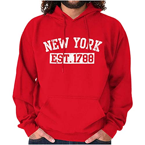 New York Classic Distressed Athletic Hoodie Sweatshirt Women Men Red