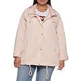 Levi's Women's Hooded Peached Nylon Zip Front Rain Jacket, Scallop Shell, 2X