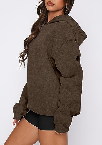 onlypuff Women Hoodies Casual Pullover Long Sleeve Sweatshirt Kangaroo Pocket Drop Shoulder Sweater