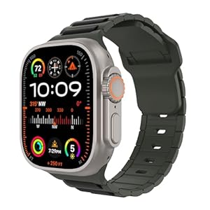 MoKo Sport Bands Compatible with Apple Watch Ultra 2/Ultra Band, Apple Watch Bands for Men Women 49mm 45mm 44mm 42mm,Silicone Replacement Strap for iWatch Series 9 8 7 6 5 4 SE Ultra 2 1, Black/Green