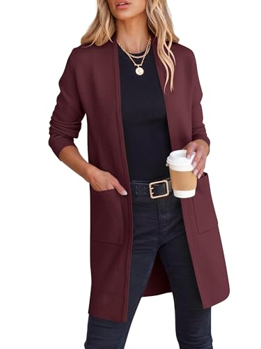 Image of ANRABESS Cardigan Sweater for Women Casual 2026 Fall Fashion Coat Long Sleeve Open Front Knit Coatigan Outwear