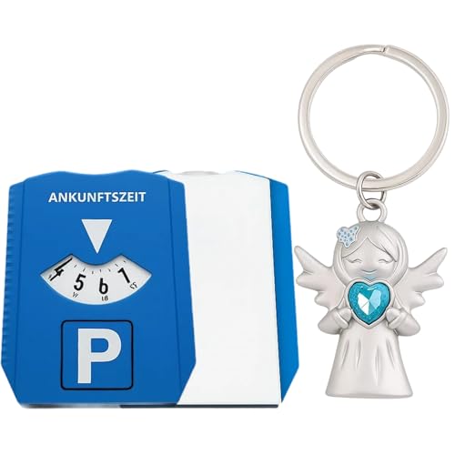 Parkscheibe mit Schutzengel Schl&uuml;sselanh&auml;nger &ndash; Auto Geschenk f&uuml;r Fahranf&auml;nger, Personalisierbare Parkscheibe leer, Gl&uuml;cksbringer Engel Schl&uuml;sselanh&auml;nger, Autofahrer Geschenk f&uuml;r M&auml;nner & Frauen