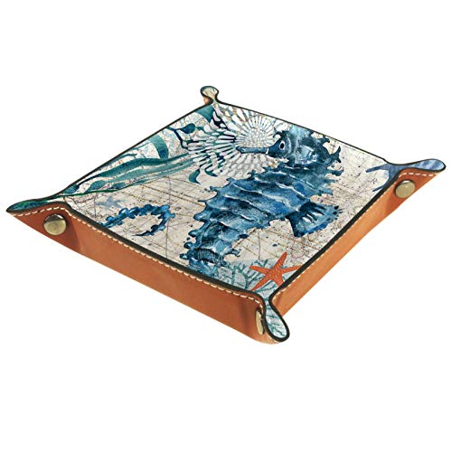 Preisvergleich Produktbild MUMIMI Badezimmer- / Küchen- / Kommodentablett, Schmuckschale, Ringhalter, Kosmetik-Organizer, nautisches Seepferdchen