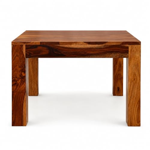 Image of Sheesham Wood Coffee Table - 55 x 55 x 40 cm, Solid Sheesham with Teak Finish Finish, Modern Multipurpose Center Table
