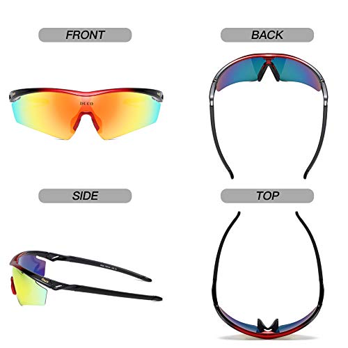 DUCO POLARIZED Sports Sunglasses Cycling Glasses With 5 Interchangeable Lenses (0022 Red)