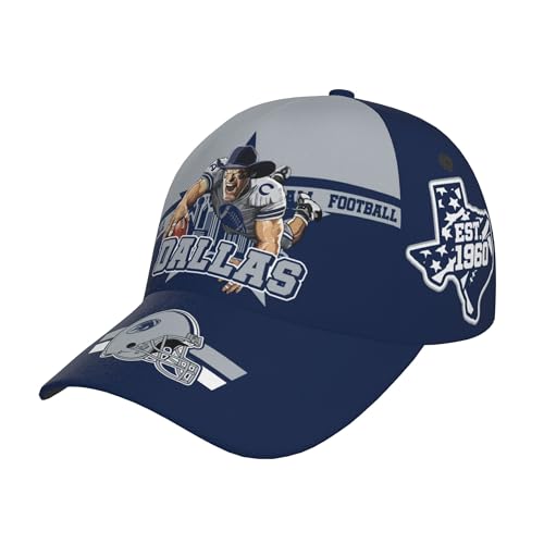 Blue Football City Silhouette Baseball Cap for Men Women, Adjustable