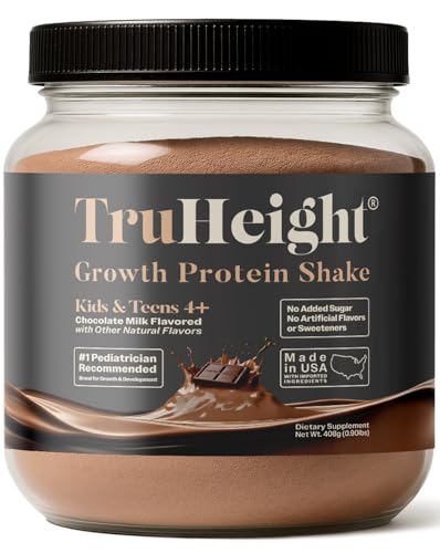 TruHeight Growth Protein Shake (Chocolate Milk Flavor, Whey) Tall Nutrition for Natural Growth & Development - Protein Powder for Kids & Teens, Weight Gain Drinks - Picky Eater Vitamin, Taller Ages 4+