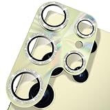 YWXTW Pellicola protettiva per obiettivo della fotocamera Samsung Galaxy S24 Ultra, litografia laser sfumata, rafforzamento 5 volte, in vetro temperato con anello in metallo (giallo titanio)