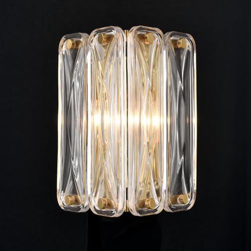 Image of Modern Crystal Wall Sconce Light Fixture 2-Light Gold Sconces Wall Lighting Indoor for Resturant Hallway Bedroom Living Room
