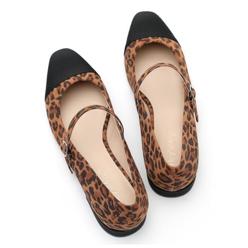 Image of Women's Comfortable Leather Mary Jane Flats Walking Shoes Cute Business Casual Dress Work Shoes