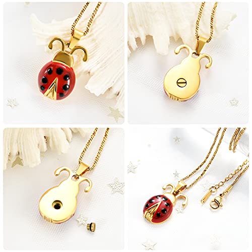 Yinplsmemory Cremation Jewelry Flying Ladybug Urn Necklace for Ashes for Women Stainless Steel Animal Shape Ashes Keepsake Urn Locket Memorial Jewelry3